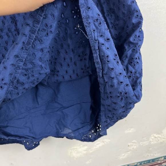 Old Navy Womens Size 14 Strapless Dress Navy Blue Eyelet Fit Flare Pleated - Picture 4 of 10